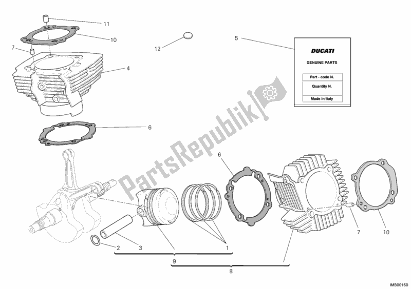 All parts for the Cylinder - Piston of the Ducati Multistrada 1100 USA 2009